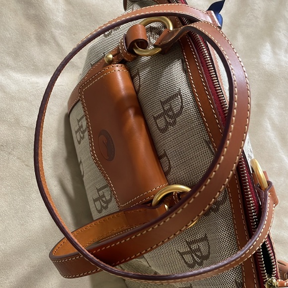 Dooney & Bourke Front Pocket Satchel Signature Canvas Leather trim handles - Picture 13 of 15